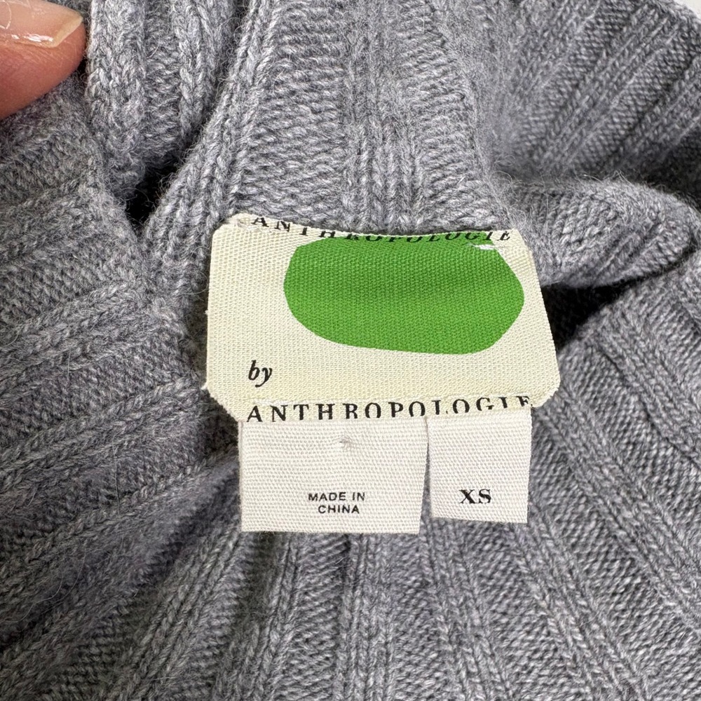 Anthropologie Funnel Neck Sweater Dress XS Wool Alpaca‎ Ribbed Retro Bell Sleeve - Picture 4 of 8